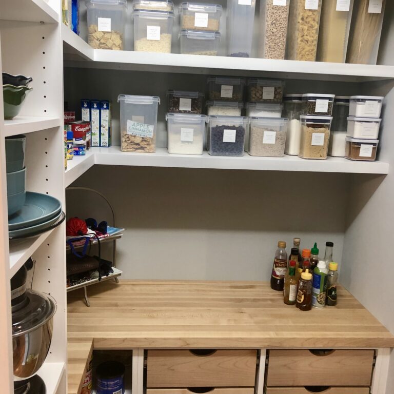 We glued up an L-Shaped Butcher Block Countertop and Built Cabinets to Match
